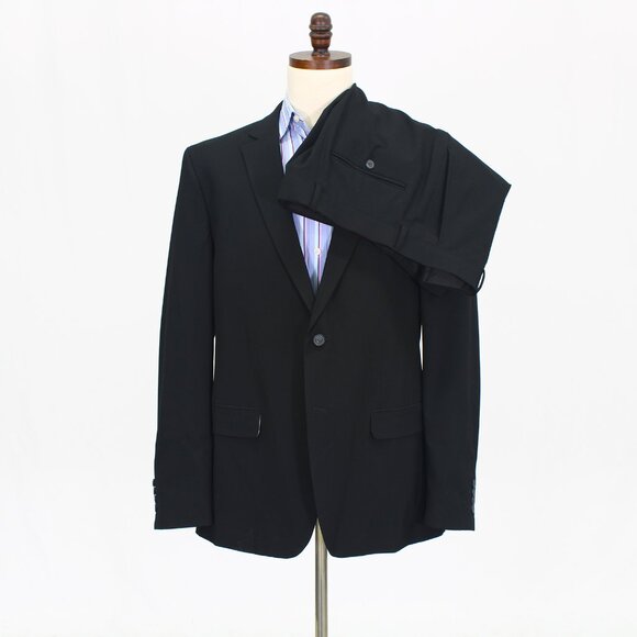 J. Ferrar 44L 38x30 Black Full Suit 2-Button Solid R540
